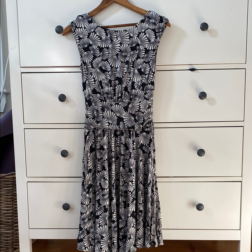 Floral Black and White Jersey Dress XS